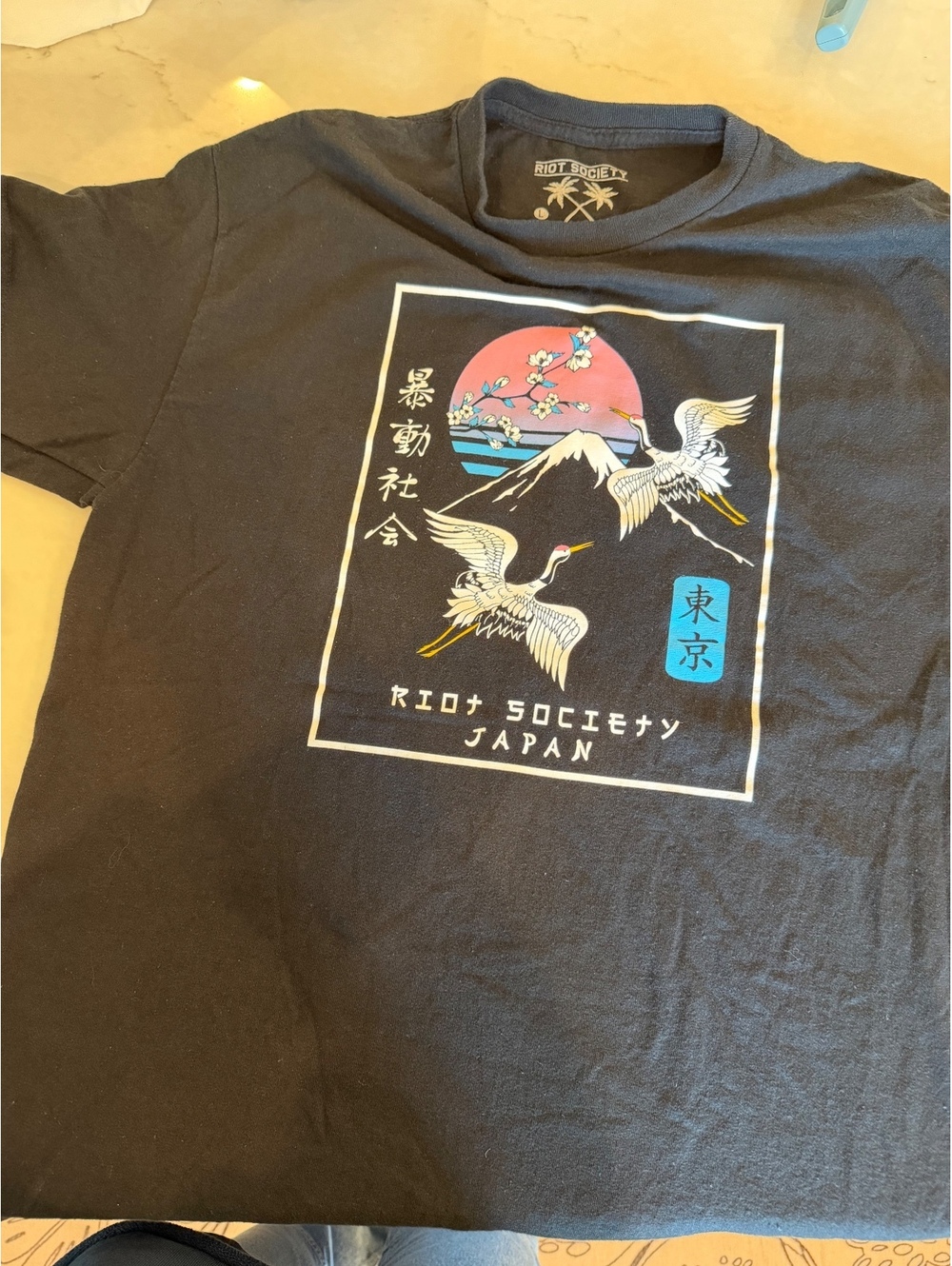 Riot Society Japan Graphic Black Cotton T-Shirt Size L